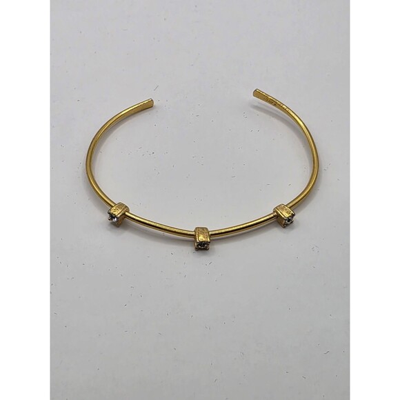 Vtg Avon 70s Glamour Danity Rhinestones Metal Cuff Goldtone Bracelet - Picture 1 of 3